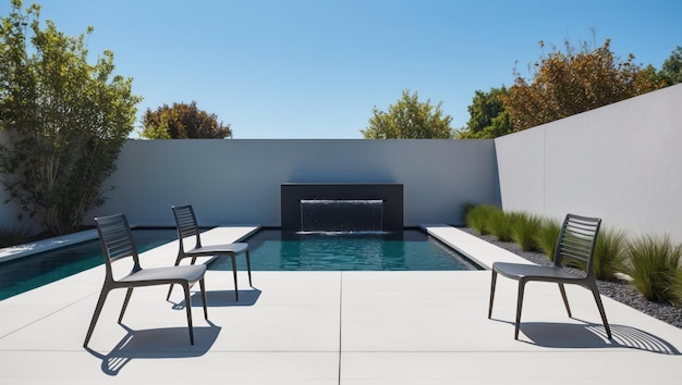 Photo modern outdoor pool area with minimalist design and tranquil atmosphere