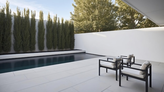 Photo modern outdoor pool area with minimalist design and tranquil atmosphere