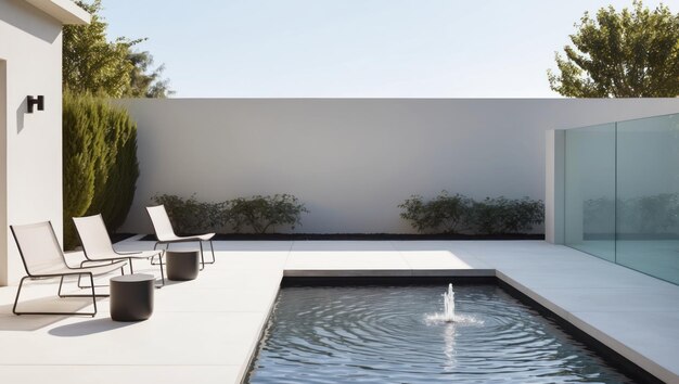 Photo modern outdoor pool area with minimalist design and tranquil atmosphere