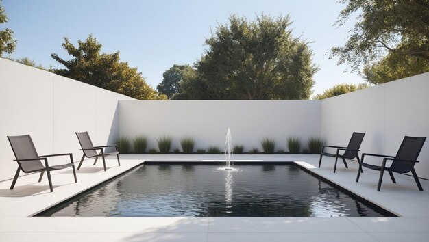 Photo modern outdoor pool area with minimalist design and tranquil atmosphere