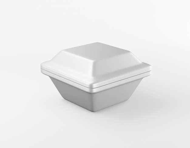 Modern packaging square box glossy metal on white