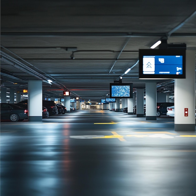 Modern parking facilities with electronic signage