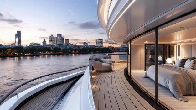 Photo a modern penthouse with panoramic views of a glittering city skyline or a pristine yacht sailing on tranquil waters