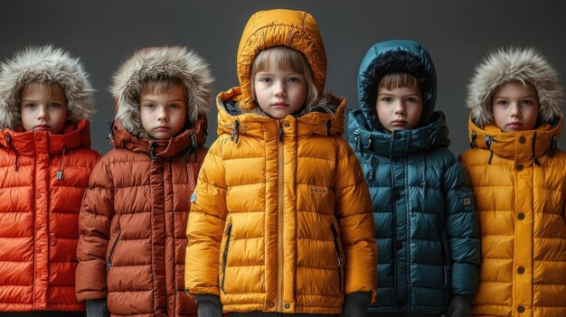 Photo a modern photo of childrens outerwear with natural lighting highlighting their warmth and durability style of idea24club