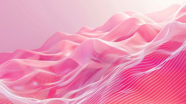 Modern Pink Gradient Mesh Background with Wavy Lines