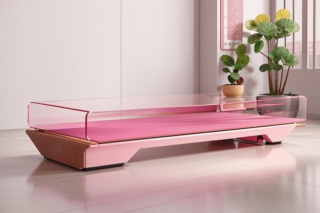 Modern platform with with pink glass modern