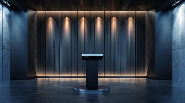 Photo modern podium integration against illuminated wall backdrop