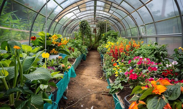 Photo modern polytunnel greenhouse for smart agriculture