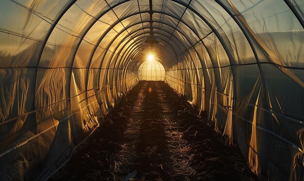 Photo modern polytunnel greenhouse for smart agriculture