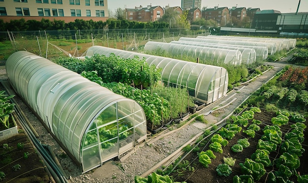 Photo modern polytunnel greenhouse for smart agriculture