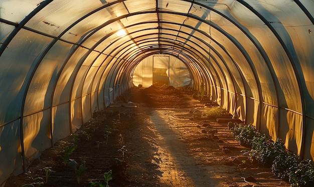 Photo modern polytunnel greenhouse for smart agriculture