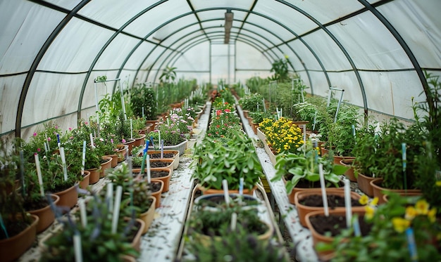 Photo modern polytunnel greenhouse for smart agriculture