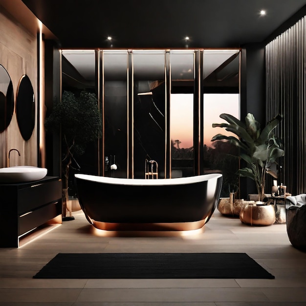 Modern premium luxury black bathroom design 8k