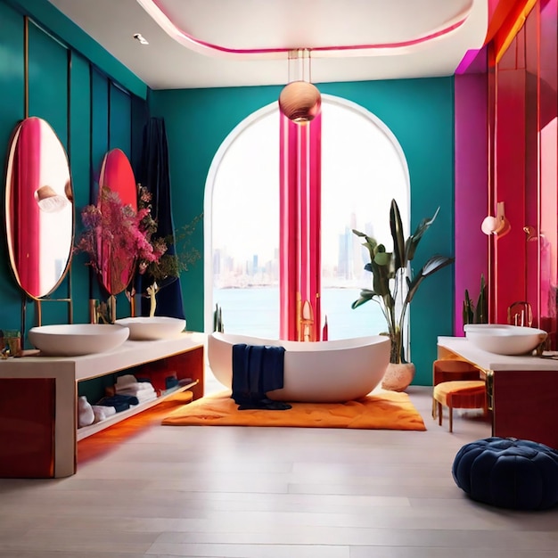 Modern premium luxury colorful bathroom design 8k