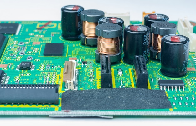 The modern printedcircuit board with electronic components