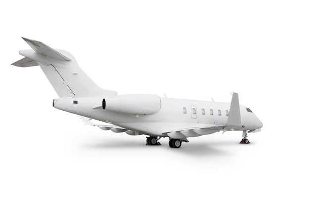 Modern private jet isolated on white background