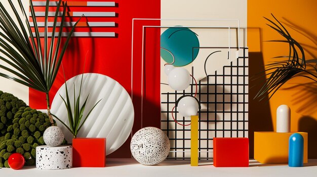 Modern Product Backdrop with Group of Vases on Table