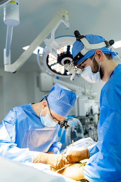 Modern professional assistant Surgeons working in operating room