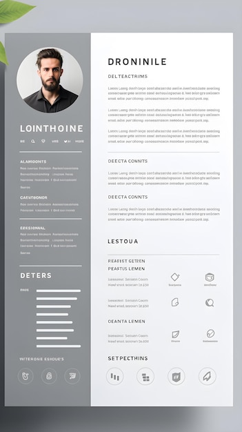 Modern Professional and Clean GreyWhite CV Template with Geometric Design Edges and Profile Pictu