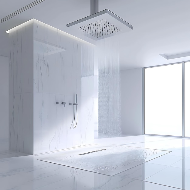 Modern Rainfall Shower In Luxury Bathroom