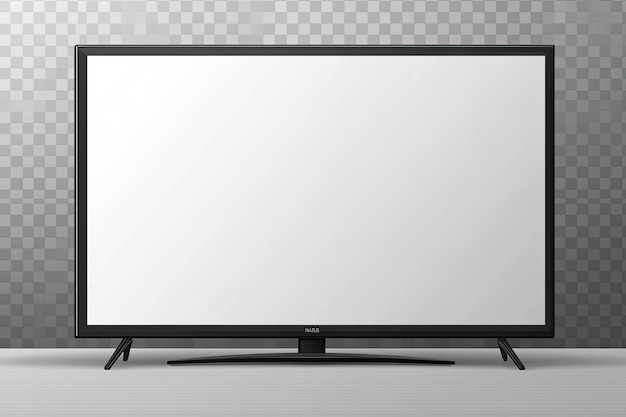 Modern realistic smart TV screen Black LED display mockup on a transparent background