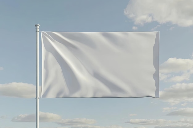 Photo modern rectangular flag banner 3d isolated mockup with flagpole