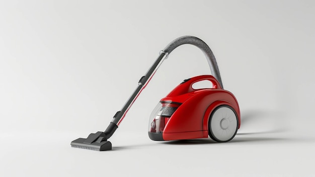 Modern red vacuum cleaner isolated on white AI generative