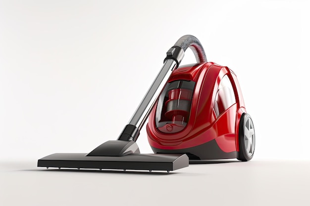 Photo modern red vacuum cleaner isolated on white