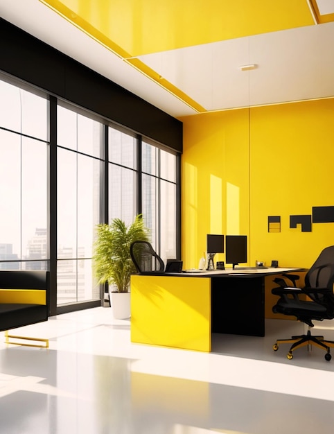 Modern rendering working room on corporate office building and business