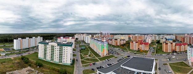 Modern residential area from above Shooting the city with a drone Sleeping areas from highrise buildings