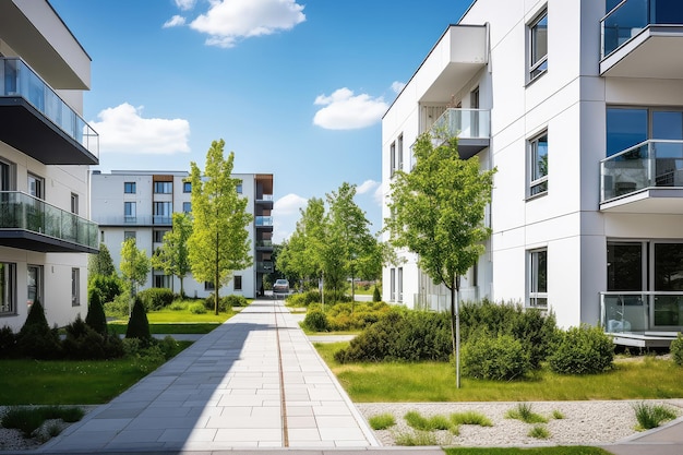 Modern Residential Area with Green Spaces