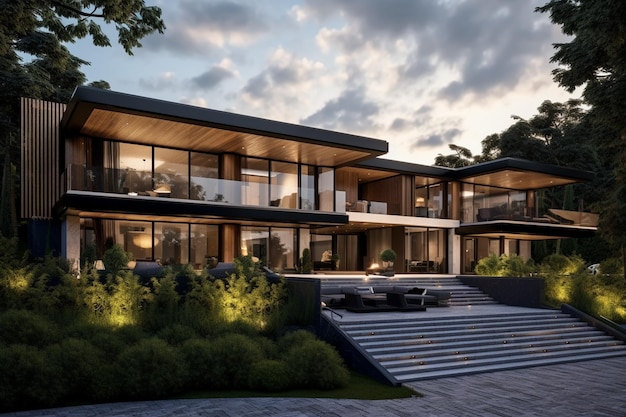 Modern Residential Luxury 3D Rendering Real Estate Photo HD Resolution