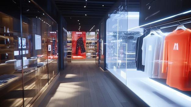 Photo a modern retail store featuring augmented reality displays where customers can see virtual