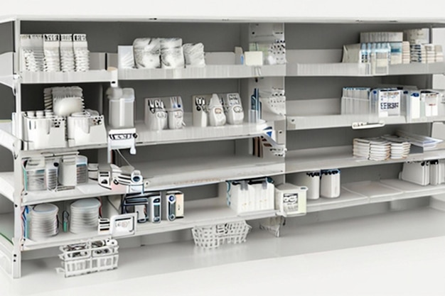 Photo modern retail store interior with shelving and products