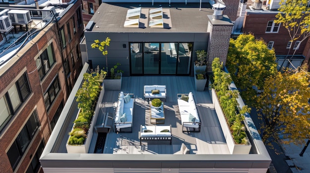 Photo modern rooftop patio with greenery