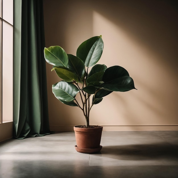 modern room with beautiful plant in pots interior design 3D illustration