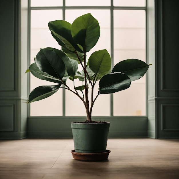 modern room with beautiful plant in pots interior design 3D illustration