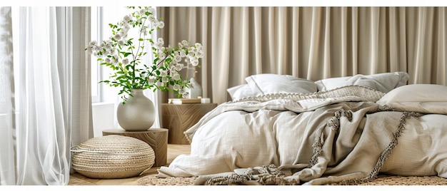 Modern Scandinavian Bedroom with Simple Decor and Cozy Bedding Elegant and Inviting