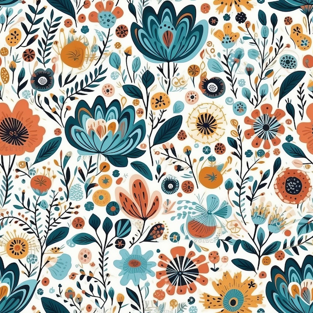 Modern Scandinavianstyle floral background as a seamless pattern AI generation