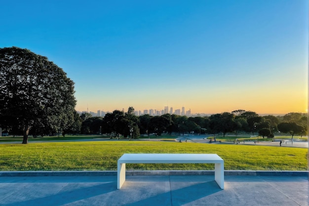 Modern Sculptural Bench in Urban Park Setting