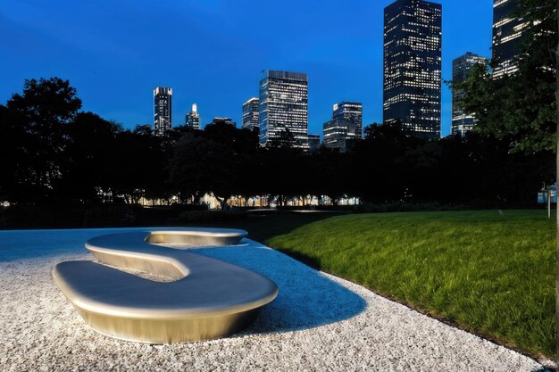 Modern Sculptural Bench in Urban Park Setting