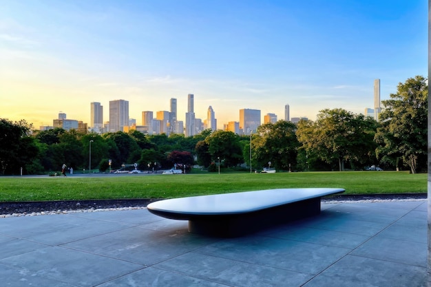 Modern Sculptural Bench in Urban Park Setting