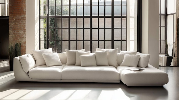 Photo modern sectional sofa in a minimalist interior