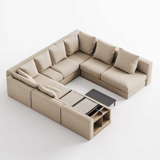 Photo a modern sectional sofa with cushions and a minimalist coffee table