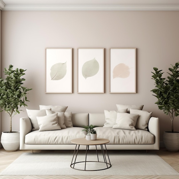 Modern Serenity Mockup of a Beautiful Living Room with Neutral Tones