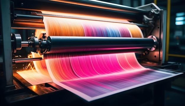 Modern shot printing press creative colorful documents