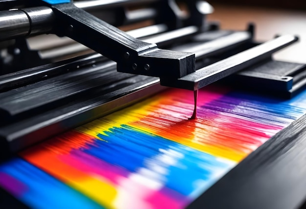 Modern shot printing press creative colorful documents