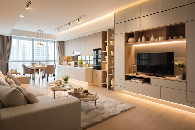 Modern Singaporean Living Visualizing an HDB Living Room in Elegant Hues