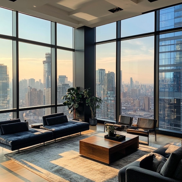 Photo modern skyscraper with floortoceiling windows and stunning views