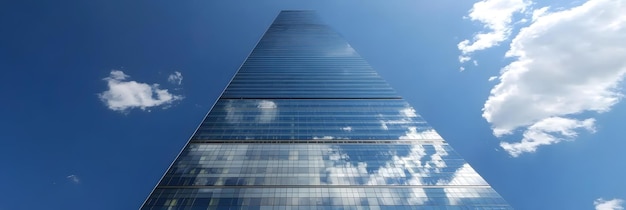 Photo modern skyscraper with reflective glass windows